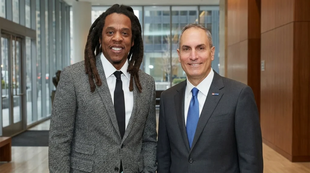 Andy Cecere and Jay Z standing together