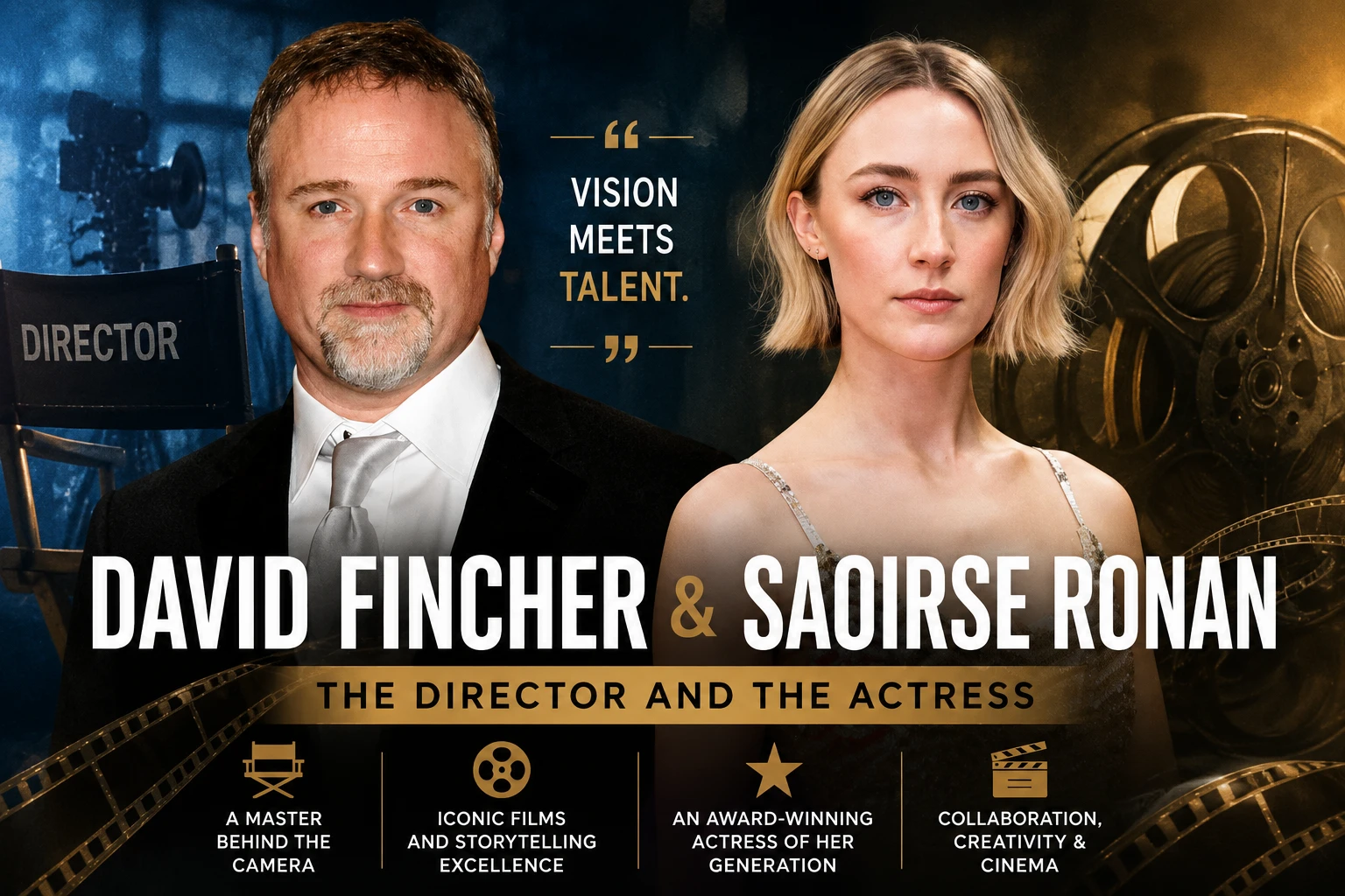 David Fincher And Saoirse Ronan standing together