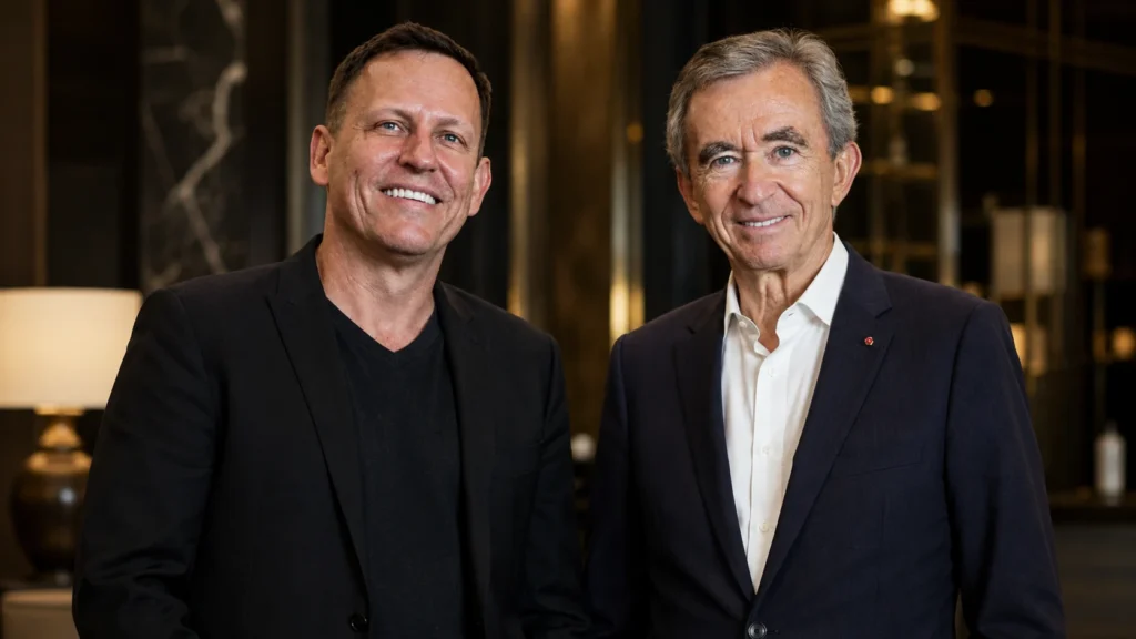 Peter Thiel And Bernard Arnault meeting each other