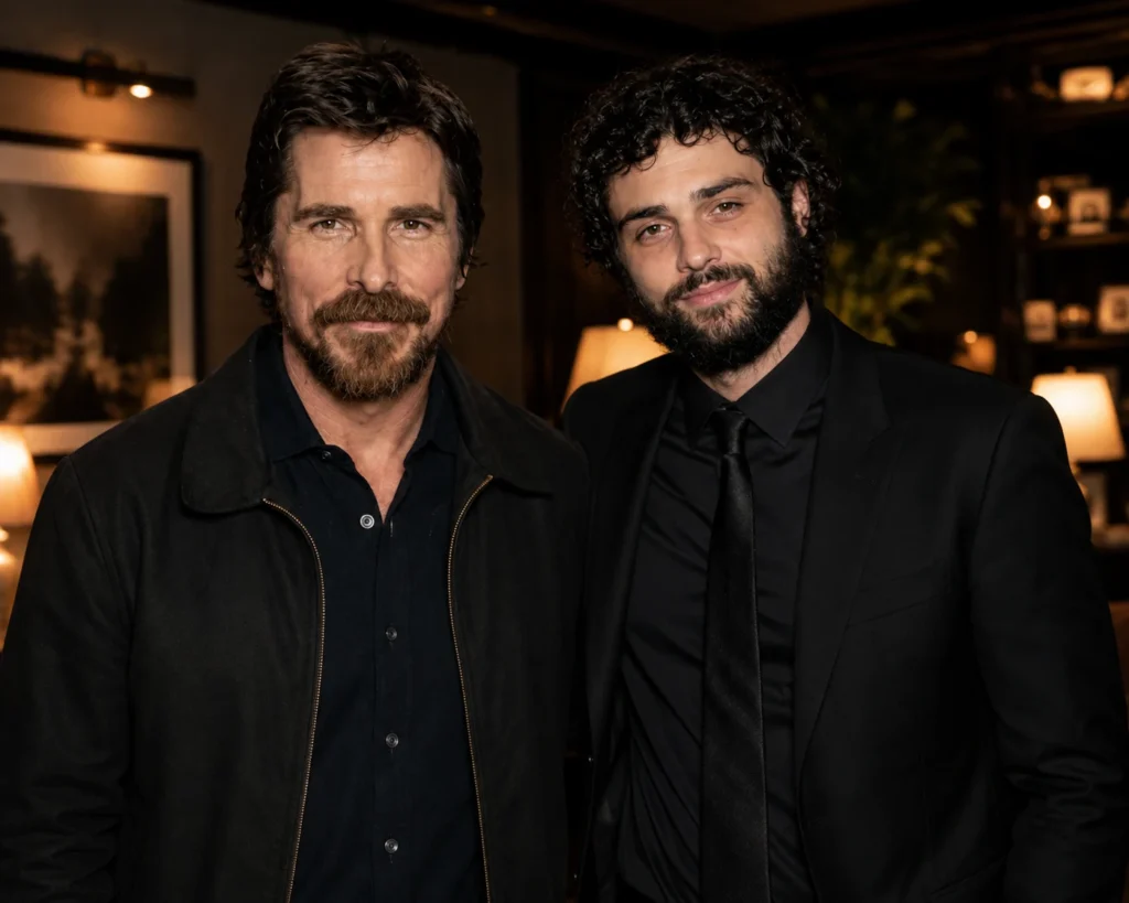 Christian Bale And Noah Centineo together